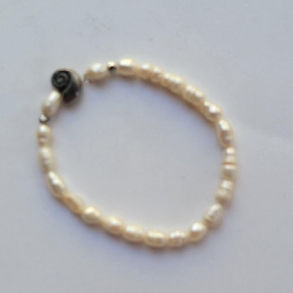 White Freshwater Pearl Beaded Bracelet Sea Life Shell Charm Stretch Jewelry Gift - Picture 6 of 16
